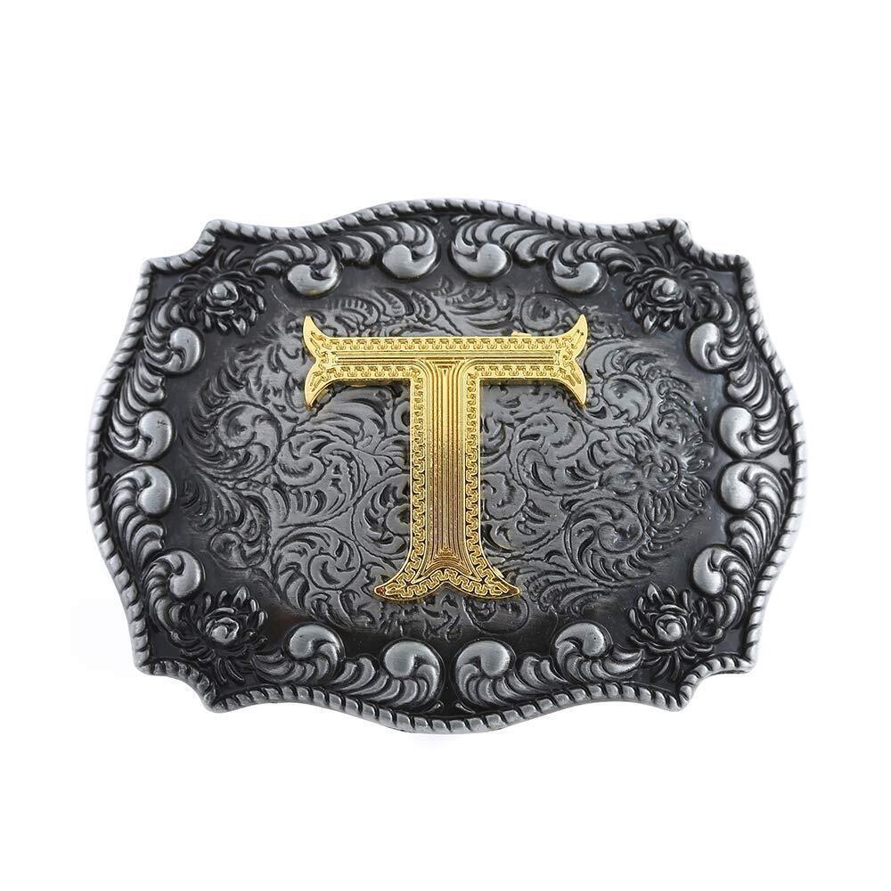 6600 Initial Belt Buckle Western Cowboy Handmade Metal Belt Buckle Small T